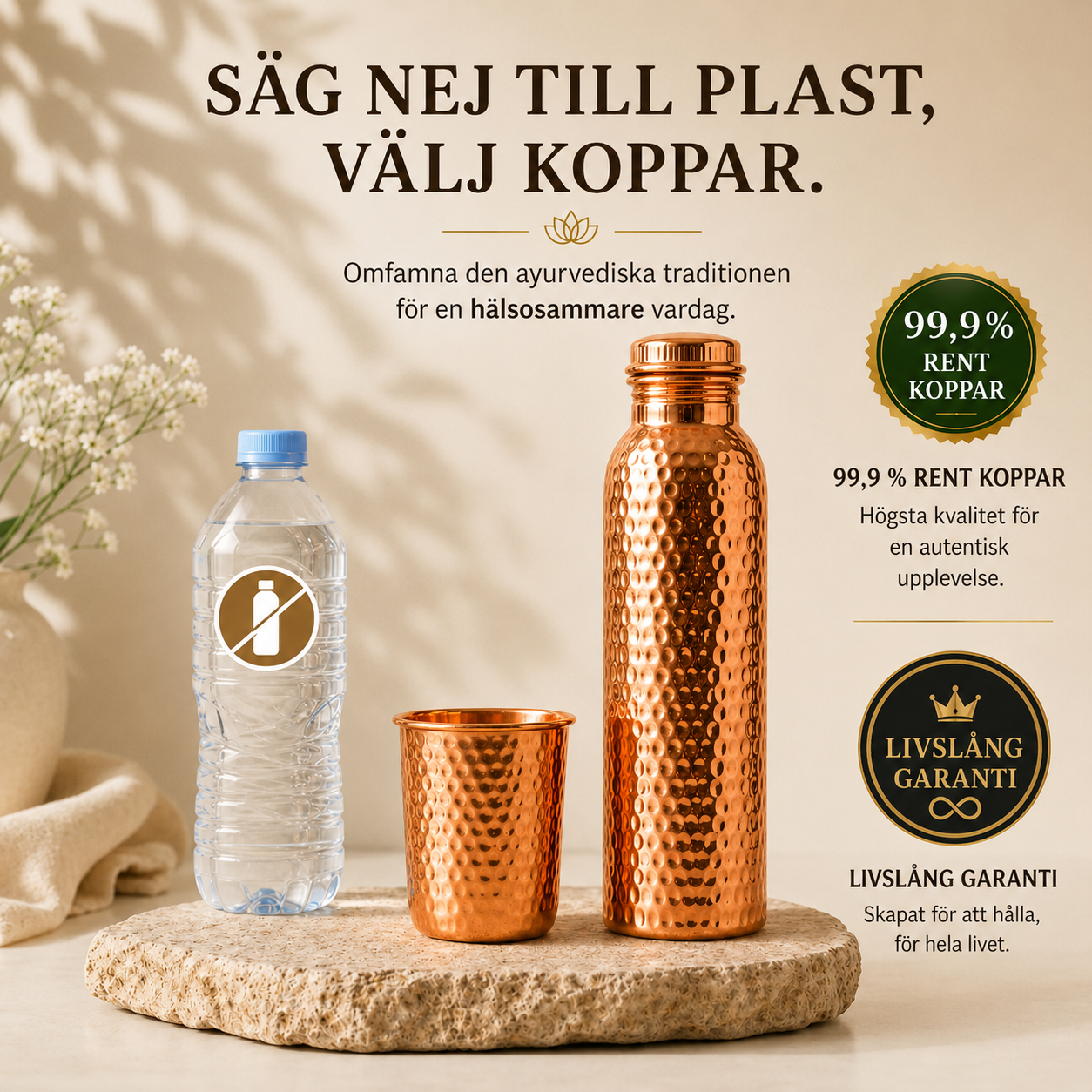 Cu Nordic™ - Kopparflaska | Naturligt renare vatten – helt utan plast
